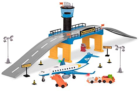 Driven by Battat Airport Playset Mini imitación – Juego Avión de Juguete y Accesorios – 3 años + – Set de Aeropuerto (32 Piezas) (Branford Ltd. WH1229Z )