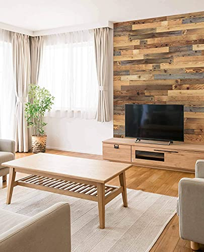 wodewa Wandverkleidung Holz 3D Optik Altholz Recycling Wandpaneele 1m² Moderne Wanddekoration Holzverkleidung Vintage Holzwand Wohnzimmer Küche Schlafzimmer