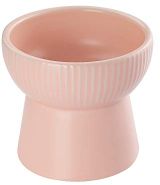HCHLQLZ Pink ceramic Raised Cat Bowls, Elevated Food or Water Bowls, Stress Free, Backflow Prevention, Dishwasher and Microwave Safe, Lead & Cadmium Free