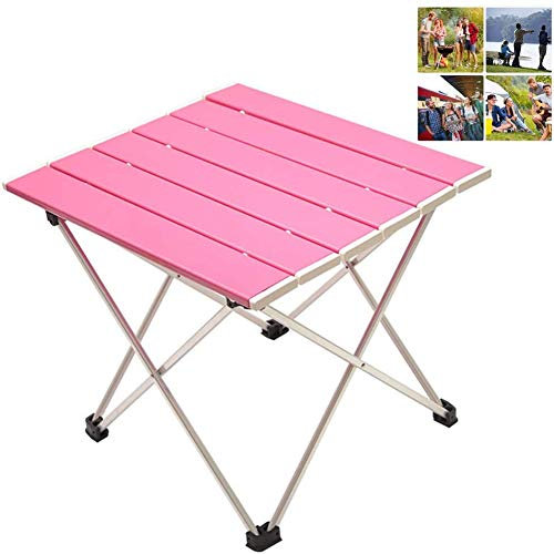 Pliage Table De Camping,Léger Portable Extra-résistance Extérieur Jardin Parti Vacances Pique-Nique Alliage D'aluminium Ultraléger Table Pliante Rose 39.5x34.2x32.5cm(16x13x13inch)