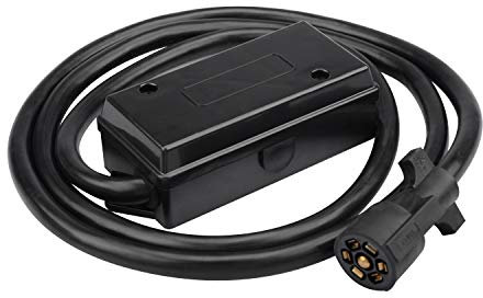 LifeSupplyUSA 10FT 7 way Trailer cable with Junction Box 10AWG Black (10 feet)