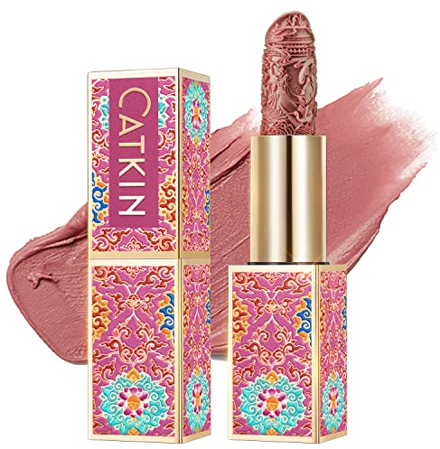 CATKIN Lippenstift Semi-Matt Finish, Nudetöne, Schimmernder mit Glänzender Oberfläche, Farbintensität Langanhaltend Pflegender Lippen-Stift, Vegane Formel