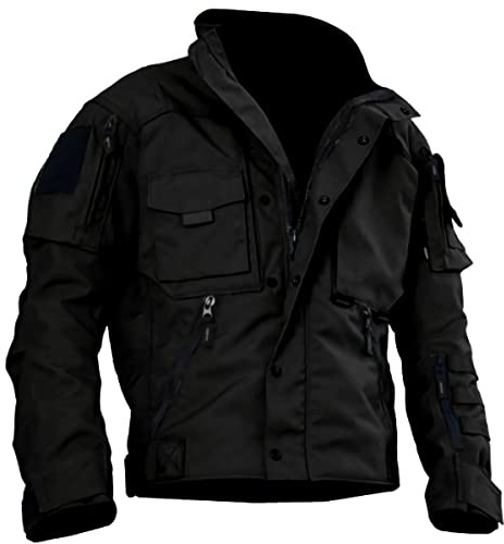 VoLIta Wasserdichte vielseitige taktische Jacken für Herren mit 12 Taschen, Schwarz, XL