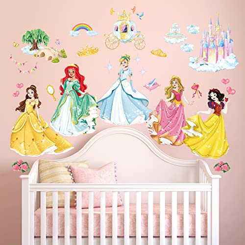 DECOWALL DS9-2118 Schöne Prinzessinnen-Wandaufkleber, abziehbar, für Mädchen, Kinderzimmer, Schlafzimmer, Wohnzimmer, Kunst, Heimdekoration, Wanddekoration, Wanddekoration