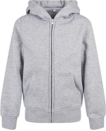 Build Your Brand Kinder Sweatshirtjacke Organic Basic Kids Zip Hoody, Farbe heathergrey, Größe 158/164