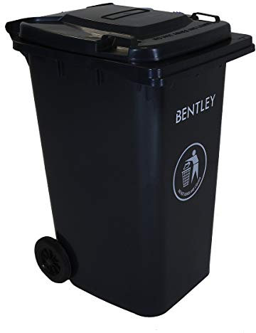 Charles Bentley Wheelie Bin, 240 Litre, Black Wheelie Bin, Weatherproof, Durable, High Density Polyethylene, Two Wheels, Ultra Violet Resistant, Robust, Frost and Chemical Exposure (99x73x58.5cm)