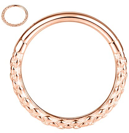 Septum Schmuck Septun Ringe 16G Daith Ohrringe Chirurgenstahl Schlange Septum Clicker Nasenring Roségold Rook Ohrringe Nahtlose Conch Piercing Schmuck Septum Knorpel Helix Tragus Creolen 8mm