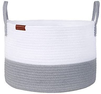 Wintao Rope Storage Basket, Woven Laundry Basket Baby Toy Storage Organiser Washing Basket Grey Small 43 x 25 cm