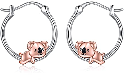 VONALA Waschbär Creolen Ohrringe, 925 Sterling Silber Niedlich Schmuck für Damen Mädchen