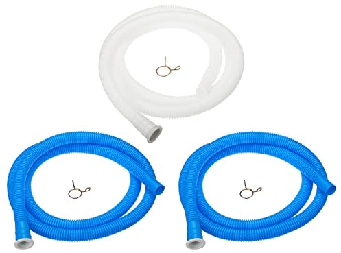 sourcing map Universal Air Conditioner Drain Hose 18mm ID 5.3ft Thickened with Clamp for AC Units Washing Machine, Blue White 1 Set