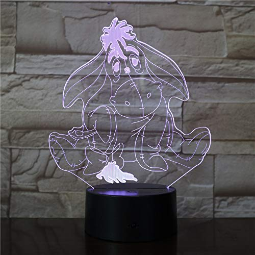 Wolostore Eeyore LED-Lampe für Kinder, Farbwechsel, USB, Nachtlicht und Dekoration