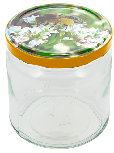 Germerott Bienentechnik Rundglas 400 ml mit 82er Twist Off Deckel Buchweizen im praktischen 60er Pack