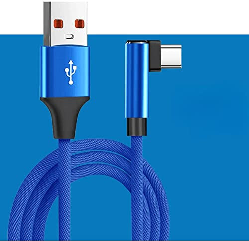YSJJZRL Câble USB C 90° 6A Chargeur Rapide Cordon USB Type C tressé en Nylon à Angle Droit pour Samsung S10 S9 Note 10 S21 (1.5M,Bleu)