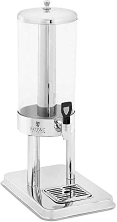Royal Catering Fontaine à Boisson 5,5 L avec Système de Refroidissement - Acier Inoxydable et Polycarbonate - Distributeur de Boissons et Jus de Fruits Professionnel