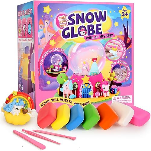 Einhorn Bastelset Geschenke DIY Kinder Weihnachtsgeschenke für Mädchen 3 4 5 6 7 8 Jahre Einhorn Schneekugel Kit Kreatives Geschenke Mädchen 6 Geburtstag Nachtlicht Selber Basteln