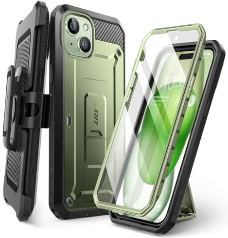 SUPCASE Unicorn Beetle Pro Schutzhülle für iPhone 15 (Version 2023), 15,5 cm (6,1 Zoll), Ganzkörper-Hülle mit integriertem Displayschutz, Ständer und Gürtelclip, robuste Schutzhülle (Guldan)