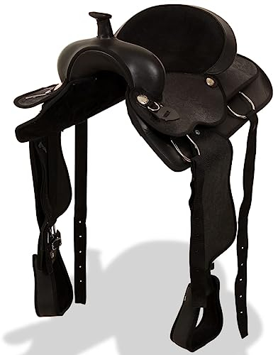 SKM Western-Sattel, Halfter & Brustblatt Echtleder 16 Schwarz, Weight: 9.06 kg, 91353