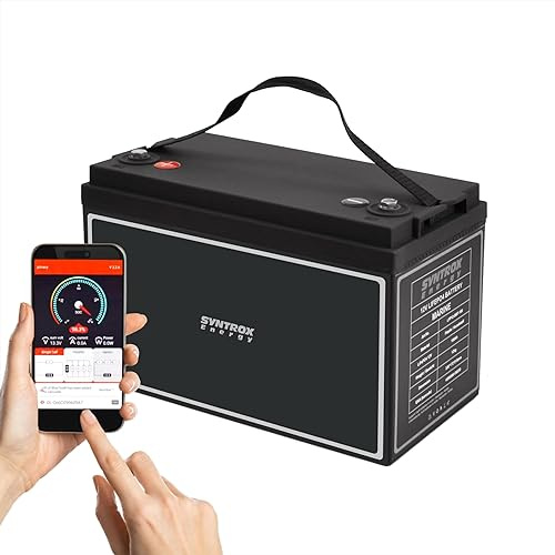 Syntrox Germany Lithium LiFePO4 Wohnmobil Batterie, Bluetooth-Überwachung, Geringes Gewicht, Hohe Kapazität, Lange Lebensdauer, Zuverlässige Energiequelle (100Ah)