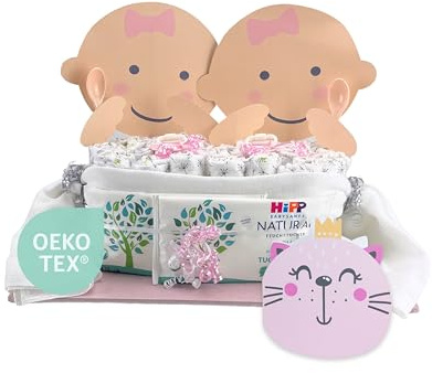 Windeltorte Zwillinge - Mädchen & Mädchen - Geschenk zur Geburt - Babyparty - Baby - Babyshower - Pullerparty - jetzt Torte kaufen