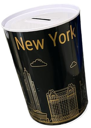 Originelle Spardose mit Stil und großer Botschaft für Erwachsene - Dose, Geschenk XL, Schwarz Gold, New York, I Love Money, World