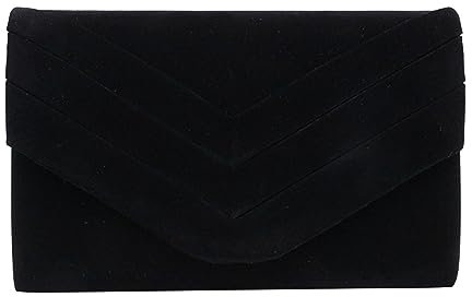 FNKDOR 2023 - Pochette da donna, semplice, elegante, in pelle scamosciata, con tracolla metallica, Nero , Einheitsgröße