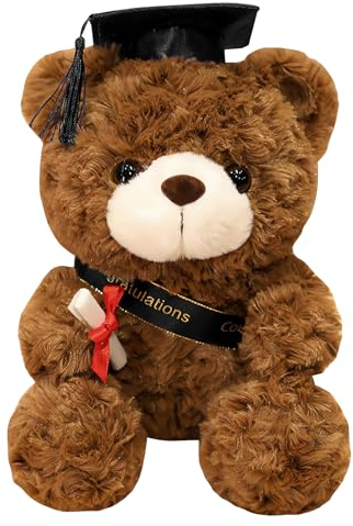 Orsacchiotto per la Laurea, 23 cm, Orsacchiotto Peluche, Orsetto di Peluche, Regali Laurea, Orso di Peluche con Diploma e Cappello di Dottore, per Scuola Laurea Decoro, Regali di Laurea per Studenti