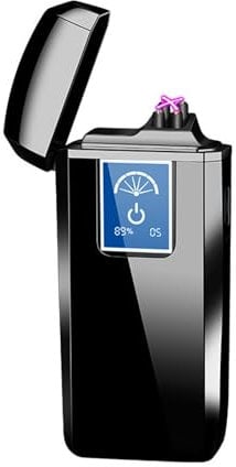 Lighter USB Rechargeable DoubleElectronic Arc Men's Windproof Lighter Metal for Smokes (Color : Black)