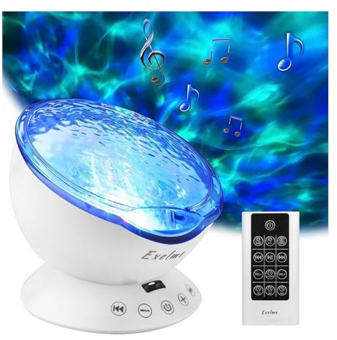 Ocean Wave Lights, Night Light Projector Ocean Wave - Sound Machine with Soothing Nature Noise and Relaxing Light Show - Color Changing Wave Light Effects for Kids Adults Bedroom Living Room