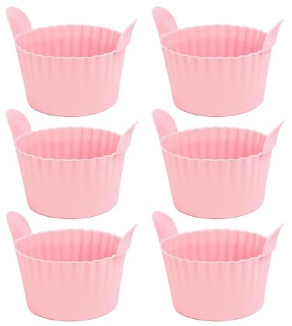 Molde de huevo para freidora de aire - 6 piezas pequeño molde de pastel antiadherente | Molde de huevo de silicona para freidora de aire | Hueveras lisas aptas para lavavajillas para espuma,