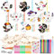 SRIZIAN 9 Stück Halloween Windspiel Bastelset Kinder mit 12 Stück Stiften, Halloween-Gespenst Holz Basteln Windspiele für Kinder Mädchen Junge Party Dekoration DIY Kinderspielzeug