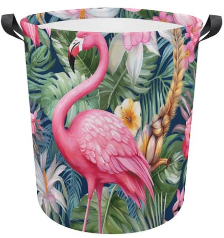 Grand panier à linge pliable imperméable et pliable - Sac à linge - Motif flamant rose - Panier à linge sale autonome pour linge, chambre à coucher, dortoir