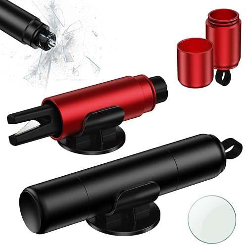 NEUTYPECHIC 2 Stück Gurtschneider Notfallhammer Auto, 2 In 1 Notfallhammer Auto mit Gurtschneider, Tragbarer Glasbrecher und Sicherheitsgurt Cutter, Fensterbrecher für Autoscheibe Notfallrettungs Auto