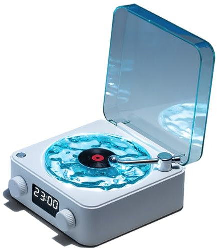 KINGGOO The Waves Vinyl Record Player with Light, Aqua Vinyl Bluetooth Speaker, Retro Turntable Speaker with 4 Sounds of Nature, waves vinyl player Speaker Compatible with Bluetooth, TF,AUX Mode