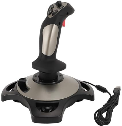 Gugxiom PC-Flug-Joystick, Kabelgebundener Flug-Stick mit Vibrationsfunktion, Gassteuerung für PC, Computer, Laptop, 4 Achsen mit 12 Programmierbaren Tasten