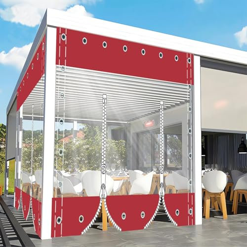 Panneaux Latéraux de Bâche,Rideau de Bâche Transparents avec Zip, 0.5mm Bâche en PVC avec Œillets,Bache de Protection Rideau Impermeable pour Terrasse Garage/Pergola/Porche,Hauteur x Longueur