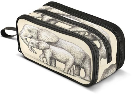 Federmäppchen mit Elefantenmotiv, großes Fassungsvermögen, 3 Fächer, Beutelhalter, Schulbedarf, Jungen und Mädchen, mehrfarbig, Einheitsgröße, Taschen-Organizer