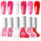 NLFOX 6 Color Nail Varnish Sets - Quick Dry Nail Polish Gift Set - Pink Nail Varnish for Christmas - Burgundy Red Nail Polish - White Nail Polish Long Lasting Breathable No Bake Nail Art