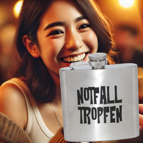 KAMACA Edelstahl Flachmann mit witzigem Spruch 150 ml tolles Geschenk für Freunde & Familie - Praktische Taschengröße Geburtstag Vatertag Weihnachten (Notfalltropfen)