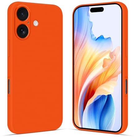 Tveinan Handyhülle für iPhone 16 Hülle Silikon, Flexible Weich TPU Case für iPhone 16 Ultra Dünn Voller Schutz Silikonhülle Stoßfeste Schutzhülle für iPhone 16, Orange