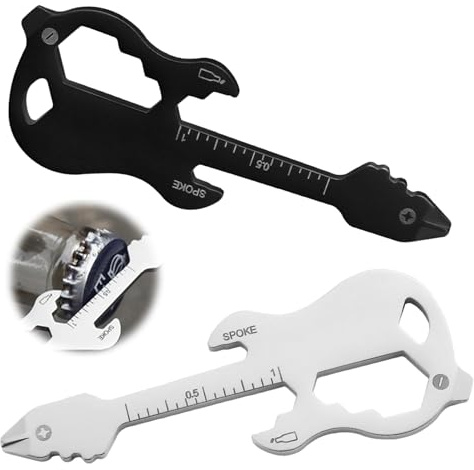 HAYGEM 2 Pièces Multitool en Acier Inoxydable 12 en 1, Mousqueton Porte Clé en Forme de Guitare, Porte Clef Multifonction, pour Ouvrir les Bouteilles de Vin, Tourner des Vis, Retirer des Coursiers