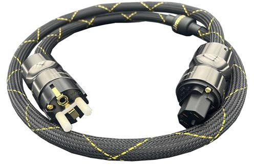 JJmooer Cavo Alimentazion Hifi Schermato，Con Anello In Ferrite,High-End Audiofilo Rame Privo Di Ossigeno Audio Cavo（1.5m）