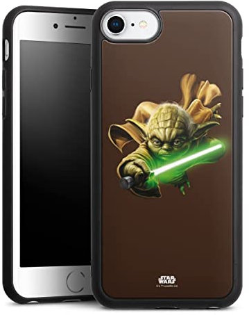 Holz Case kompatibel mit Apple iPhone 7 Walnuss Handyhülle Echtholz Hülle Star Wars Yoda Fanartikel
