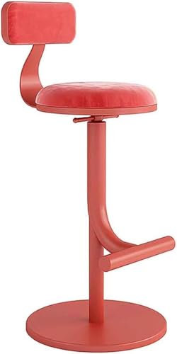 DZYHFCO Barhocker mit Thekenhöhe, ergonomischer Samt, Barhocker, Frühstück, hohe Esszimmerhocker für Küche, Insel, Theke, Barhocker, multifunktional, mechanisch, drehbar, Rot, 65–80 cm
