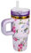 14 oz Tumbler with Handle and Straw, Thermal Mug with Straw, Kid Tumbler with Lid and Straw, 304 Stainless Steel Child Tumbler, School Sports Outdoor (Purple Flowers)