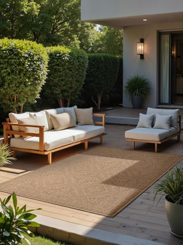 Northrugs Rosel In- & Outdoor Teppich Orientalisch - Flachgewebe, Wendeteppich mit Orient Design, Klassisch, ÖKO-TEX Wetterfest & UV-beständig für Balkon, Terrasse, Garten – Jute Weiß, 120x170cm