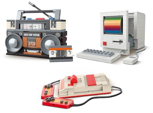 Brihappen Retro Radio Computer Spielkonsole Bausteine Set, Klassische Schreibtischdeko Baukasten Displaymodell Geschenk für Erwachsene Teenager Sammler(552 Stück)