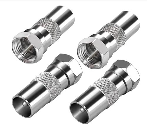 kcrnw 4PCS F Type to Coax Adapter Kit F Female 9.5 TV Female Male Aerial Connector for Satellite, Antenna, Aerial Cables, Compatible with TV, Router, Modem, Satellite Receiver(4 Types)