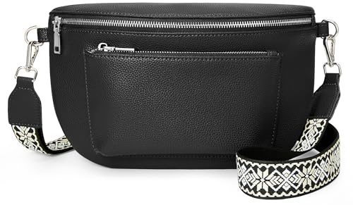 KALIDI Umhängetasche Damen Klein Kunstleder Crossbody Bag Handtasche Damen Mittelgroß Bauchtasche mit Farbige Schulterriemen für Schule Büro Arbeit Reisen Ausflug Einkauf