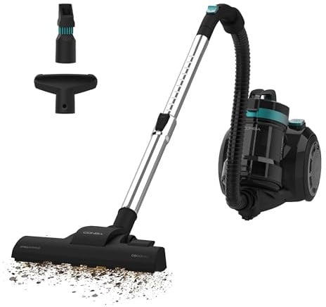 Cecotec Beutelloser Bodenstaubsauger Conga Rockstar Cyclonic Plus, 800W, 2L | Große Kapazität Behälter, HEPA - Filter, Inklusive Einstellbarem Teleskopmetallrohr und Zubehör für Möbel und Ecken
