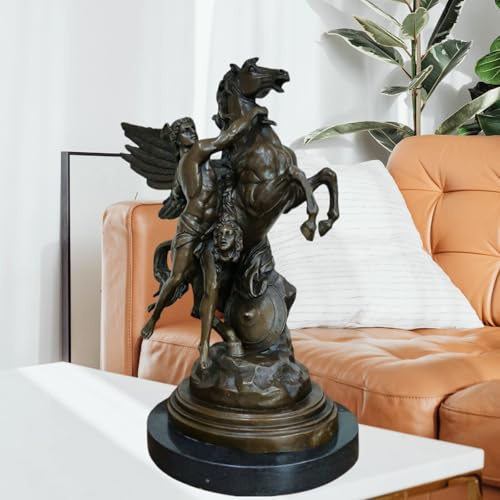 MILY-ART Perseus und Pegasus Bronzestatue mit Medusa, griechische Mythologie-Skulptur für Sammler, Heimbüro-Dekor-Kunstwerk, Nachbildung in Museumsqualität